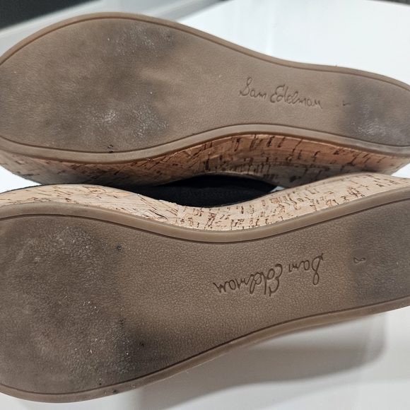 Ladies Sam Edelman Black Suede Cork Wedge Sandals 8M 38 - Picture 13 of 14